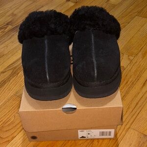UGG Black Disquette Suede Shearling Mules